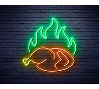 Chicken Shop Restaurant with Flame Flex Silicone LED Neon Sign - Multi-Color 8 - st16s33-fnu0426-m8