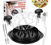 Chicken Shredder, 9.6" Manual Food Shredder with Fork & Cleaning Brush, Handy Kitchen Tool, Non-Slip, Heat Resistant, Effort Saving, with Transparent Lid, BPA Free, Dishwasher Safe