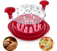 Chicken Shredder,Chicken Breast Shredder Tool Twist with Brush&Fork, Meat Storming Shredder for Chicken Breast Pork Beef, Anti-Slip Strip, Ergonomic Handle, BPA Free & Dishwasher Washable(red)