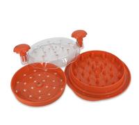 Chicken Shredder, Visible Meat Shredders Tool Twist with Separete Plate, Chicken Breast Shredder Machine, Ergonomic Handle, Anti-Slip Strip, BPA Free, Pork Beef Chicken (Lava Orange)