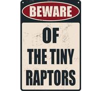 Chicken Signs, Funny Chicken Coop Sign Beware of The Tiny Raptors Chicken Coop Accessories Outdoor Chicken Farm Sign Yard Decor Gifts 12×8 Inch
