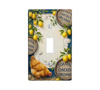 Chicken Single Light Switch Cover Plate, Rustic Farmhouse Lemon Barrel Summer Yellow Plastic Standard Size Wall Switch Plates Accents for Home Living Room Bedroom Bathroom Decor (Single)