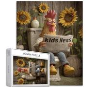 Chicken Sitting on The Toilet 1000 Piece Jigsaw Puzzles for Adults Newspaper Reading Scene Art Jigsaw Puzzle Challenging Family Activity Games Colorful DIY Craft Puzzle for Home Decor Gifts 20" ×27"