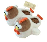 Chicken Slippers for Women, Cute Chick Rooster Fluffy Plush Warm Memory Foam House Slippers (White-Chicken, UK, Little Kid, 9.5, Numeric Range, UK Footwear Size System, 10, Medium)