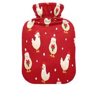 Chicken Snow Hot Cold Water Bottle with Fleece Cover PVC Hot Water Bag 2 Liter