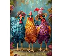 Chicken Stamped Cross Stitch Kits - Counted Cross Stitch Kits for Beginners Adults Needlepoint Cross-Stitch Patterns Dimensions Needlecrafts Embroidery Kits Arts and Crafts 12x16 inch