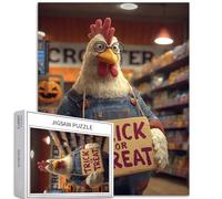Chicken Standing Guard in Supermarket 1000 Piece Jigsaw Puzzles for Adults Cartoon Humor Style Art Puzzle Colorful DIY Puzzles for Home Decoration Gifts Family Puzzle Perfect for Game Nights 50×70cm