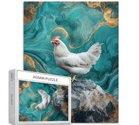 Chicken Standing on a Rock 1000 Piece Jigsaw Puzzles for Adults Marble Scene Art Jigsaw Puzzle Challenging Family Activity Games Colorful DIY Craft Puzzle for Home Decor Gifts 20×27 Inches