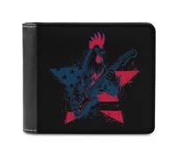 Chicken Star Rock U.S. Flag Funny Wallet for Men RFID Blocking Bifold Wallet Soft Billfold with Card Slots Custom Gifts