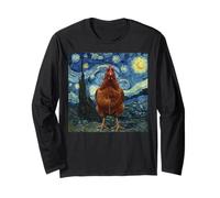 Chicken Starry Night Funny Animal Van Gogh Parody Art Long Sleeve T-Shirt