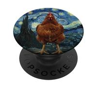 Chicken Starry Night Funny Animal Van Gogh Parody Art PopSockets Adhesive PopGrip