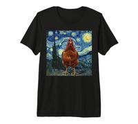 Chicken Starry Night Funny Animal Van Gogh Parody Art Premium T-Shirt