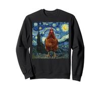 Chicken Starry Night Funny Animal Van Gogh Parody Art Sweatshirt