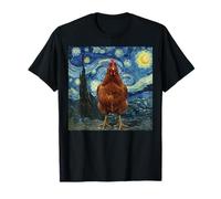 Chicken Starry Night Funny Animal Van Gogh Parody Art T-Shirt