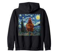 Chicken Starry Night Funny Animal Van Gogh Parody Art Zip Hoodie