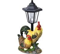 Chicken Statue, Realistic Rooster Decor with Solar Lantern, Garden Decorations Resin Chicken Figurine Craft for Outside Patio Yard Backyard Housewarming Gifts