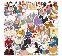 Chicken Stickers 50 Pcs Vinyl Cartoon Cute Animals Sticker for Laptop Water Bottle Luggage Skateboard Scrapbook Bumper Computer Phone Bike Car,Waterproof Funny Colorful Rooster Sticker for Teens Girl
