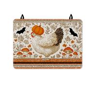 Chicken Stove Top Cover for Electric Stove, Halloween Rustic Pumpkin Bat Halloween Orange Rubber Non-Slip Flat Top Electric Protector Mat Rv Kitchen Decor 28x20 Inch