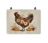 Chicken Stove Top Cover for Electric Stove, Rustic Country Flowers Baked Goods Fall Brown Washable Rv Cover for Small Kitchen Spaces Festive Holiday Kitchen Decor 28x20 Inch