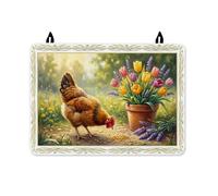 Chicken Stove Top Cover for Electric Stove, Spring Nature Tulips Lavender Spring Yellow Washable Waterproof Stovetop Cover Board for Glass Surface Everyday Kitchen Use Decor 28x20 Inch