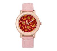 Chicken Strips French Fries Women's Wrist Watch Easy Reader with Leather Strap Analog Display Wonderful Ladies Gifts
