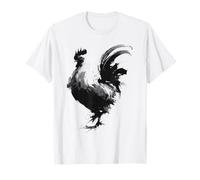 Chicken Sumi-e Art Calligraphy Brush Ink Minimalist Design T-Shirt