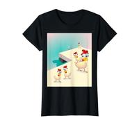 Chicken Summer Beach Value Graphic T-Shirt, Women, Black, XL