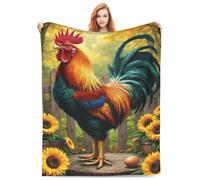 Chicken & Sunflower Cozy Blanket Throw Blanket for Bed Soft Cozy Fluffy Couch Blankets Fleece Blanket Throw Gifts for Women Men Girls Boys，Lightweight Warm Plush Fleece Blanket for Couch80 X60