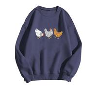 Chicken Sweatshirt Printed Women's Chicken Sweatshirt Chicken Lover Gift Chicken Mother Shirt Pullover Men Without, navy, L