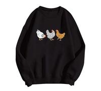 Chicken Sweatshirt Printed Women's Chicken Sweatshirt Chicken Lover Gift Chicken Mother Shirt Pullover Men Without, black, M
