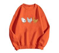 Chicken Sweatshirt Printed Women's Chicken Sweatshirt Chicken Lover Gift Chicken Mother Shirt Pullover Men Without, orange, XL