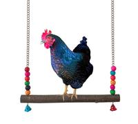 Chicken Swing, Bird Hanging Swings Toys, Wooden Biting Toys Chicken Swing with Bell for Medium and Large Parrots, Cockatoo, African Grey, Macaws, Random Color (L)