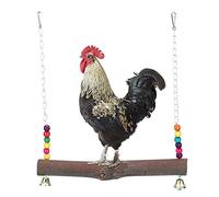 Chicken Swing, Chicken Hanging Swings Toys Wood Block Biting Toys Chicken Swing with Bell for Medium and Large Parrots Cockatoo, African Grey, Macaws(#1)