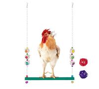 Chicken Swing with Bell - Chicken Toy with 2 Rattan Balls, Wooden Swing for Hen Fink Beo Cockatiel Game Relaxation Rest Cockatiel Parakeet