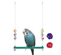 Chicken Swings for Coops with Bell,Chicken Toys for Coop with 2 Rattan Balls | Wooden Parrot Swing for Enrichment Resting Play Hen Mynah Cockatiel Finch Rooster Poultry
