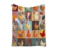 Chicken Throw Blanket - Soft Breathable Rooster Throw Blanket, Foldable Bedspread, Decorative Farmhouse Style Blankets For Sofa, Bedroom, Picnic, Perfect Housewarming Or Birthday Gift