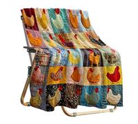 Chicken Throw - Foldable Soft Quilt Lightweight Breathable Blanket Cosy Warm Chicken Print Design | Sofa Bed Family Home Bedroom Gift Birthday Housewarming Indoor