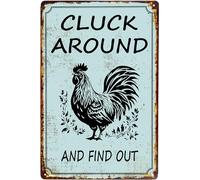 Chicken Tin Sign Funny Cluck Around And Find Out Metal Signs For Farmhouse Gardening Backyard Patio Outdoor Wall Decor 8x12inch