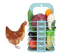 Chicken Toys For Coop, Chicken Treat Dispenser Cock Hen Fruit Hanging Feeder Feeding Tool Foldable Chicken Vegetable Basket Hanging Chicken Feeder For Poultry, Hens, Duck, Blue