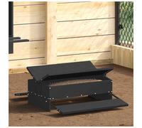 Chicken Treadle Feeder Black Cold-Rolled Steel 75x53x20.5cm 5kg Indoor/Outdoor