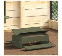 Chicken Treadle Feeder Olive Green 75x53x20.5cm Cold-Rolled Steel 5kg Outdoor XL