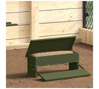Chicken Treadle Feeder Olive Green Cold-Rolled Steel 48.5x39.5x19cm Weatherproof
