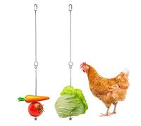 Chicken Vegetable Hanging Feeder Toy,2Pcs Chicken Vegetable Skewer Fruit Rack,Coop Accessories Vegetable Hanging Feeder, Foraging Toy for Large Birds