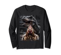 Chicken Vs Dinosaur Funny Chicken Scary T-Rex Long Sleeve T-Shirt