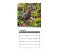 Chicken Wall Calendar 2027 Monthly Farmhouse Decor Large Grid Writing Area | Country Retro Hen Calendar Featuring Hens And Chicks, Roosters Crowing And Farm Snow Scenes, With Pre Drilled Hanging Holes