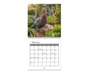 Chicken Wall Calendar 2027 Monthly Farmhouse Decor Large Grid Writing Area | Country Retro Hen Calendar Featuring Hens And Chicks, Roosters Crowing And Farm Snow Scenes, With Pre Drilled Hanging Holes