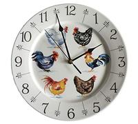 Chicken wall clock. Large ceramic wall clock with chicken cockerel rooster hen design