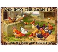 Chicken Wall Decorations The Chickens In The Farm and Into The Barn, I Go to Lose My Mind and Find My Soul Tin Sign Decorations Vintage Chic Metal Poster Wall Decor Art Gift for Party Garden Outdoor