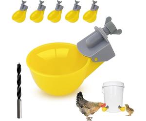 Chicken Water Cups (5 Pack), Automatic Chicken Waterer, Anti-Leak System, Holds 50% More Water, Suitable For Chicks, Chicken, Duck, Quail, Turkey-Ling