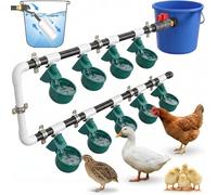 Chicken Water Feeder Dispenser - Automatic Chicken Waterer System, with 9 Drinking Cups and 10 Water Pipes, for Backyard Chickens, Ducks, and Geese